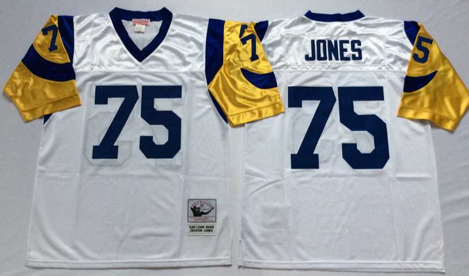 Rams 75 Deacon Jones White M&N Throwback Jersey->nfl m&n throwback->NFL Jersey